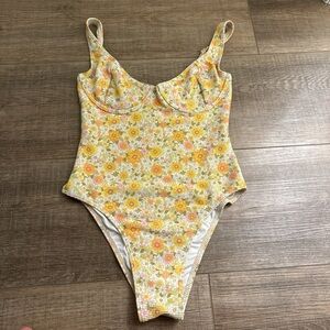 Billabong Yellow Floral One-Piece Swimsuit